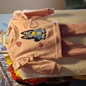 Kids Pink Matching Set with Cartoon Design